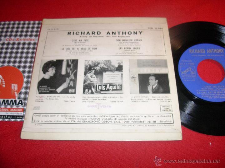 Discos de vinilo: richard anthony  cest ma  fete   spain  1963 ep - Foto 2
