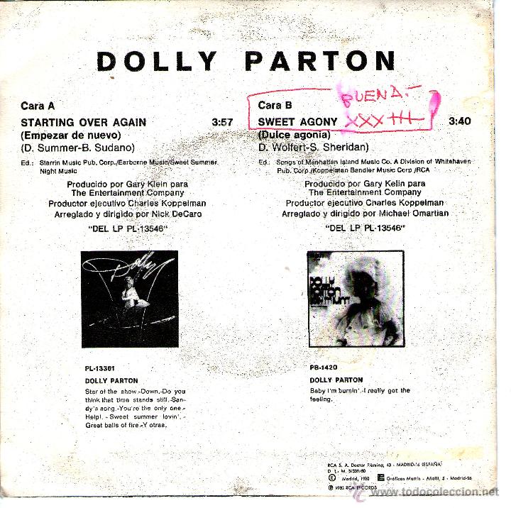 Discos de vinilo: DOLLY PARTON - STARTING OVER AGAIN - Foto 2