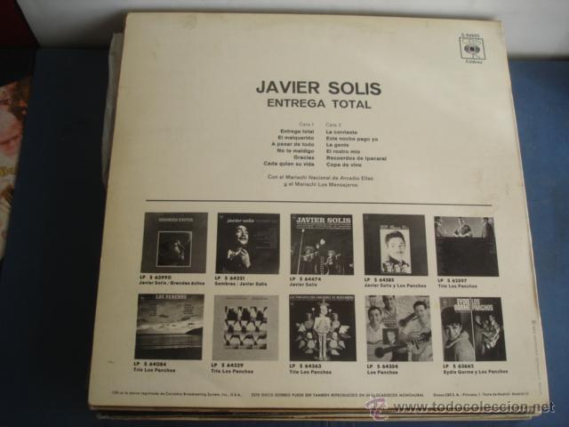 Discos de vinilo: JAVIER SOLIS  ENTREGA TOTAL - Foto 2