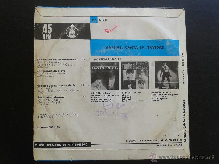 Discos de vinilo: EP- RAPHAEL **CANTA LA NAVIDAD**** 1965 HISPAVOX.**** - Foto 2