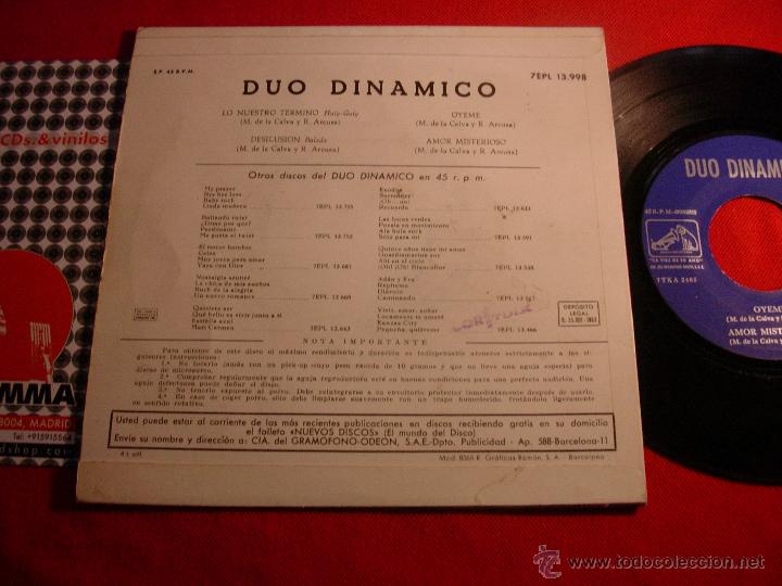 Discos de vinilo: duo dinamico lo nuestro termino  1963  ep - Foto 2