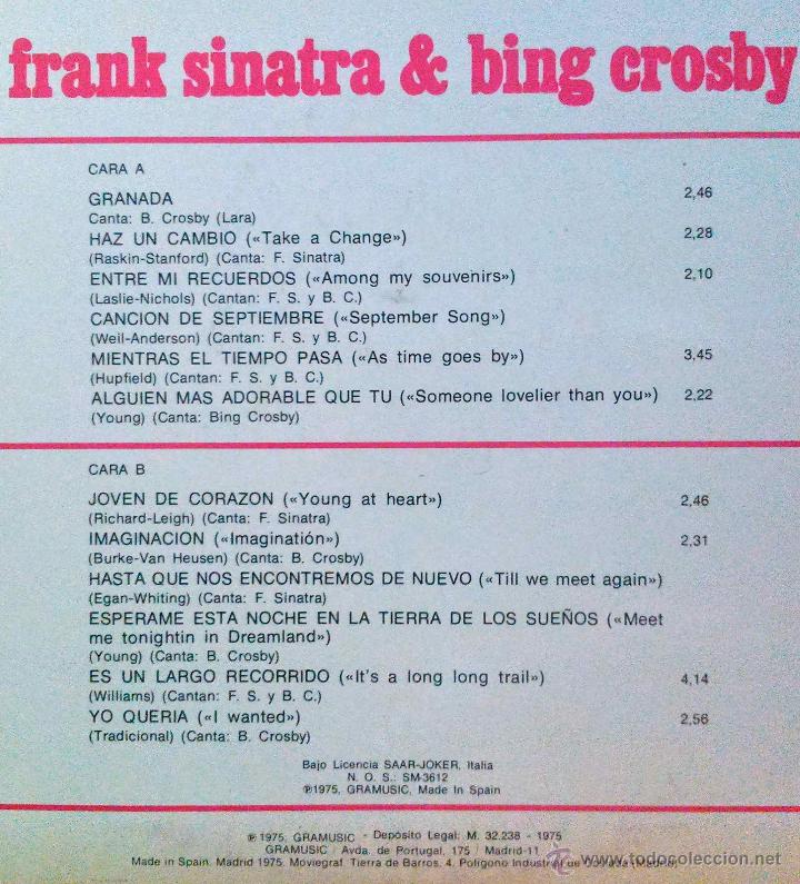 Discos de vinilo: FRANK SINATRA & BING CROSBY - LP ESPA&Ntilde;A - Foto 2