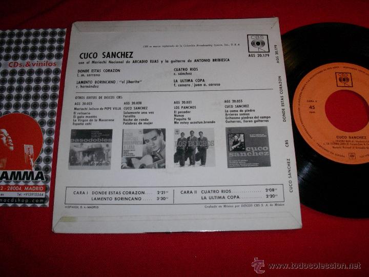 Discos de vinilo: cuco sanchez donde estas  corazon   1963    ep - Foto 2