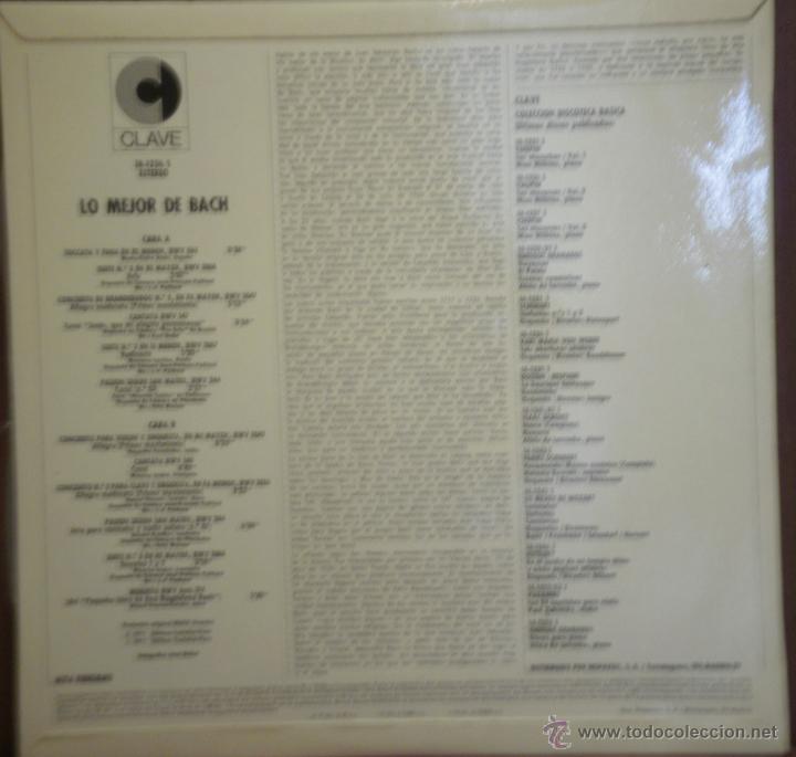 Discos de vinilo: LP LO MEJOR DE BACH. CLAVE 1972 - Foto 2