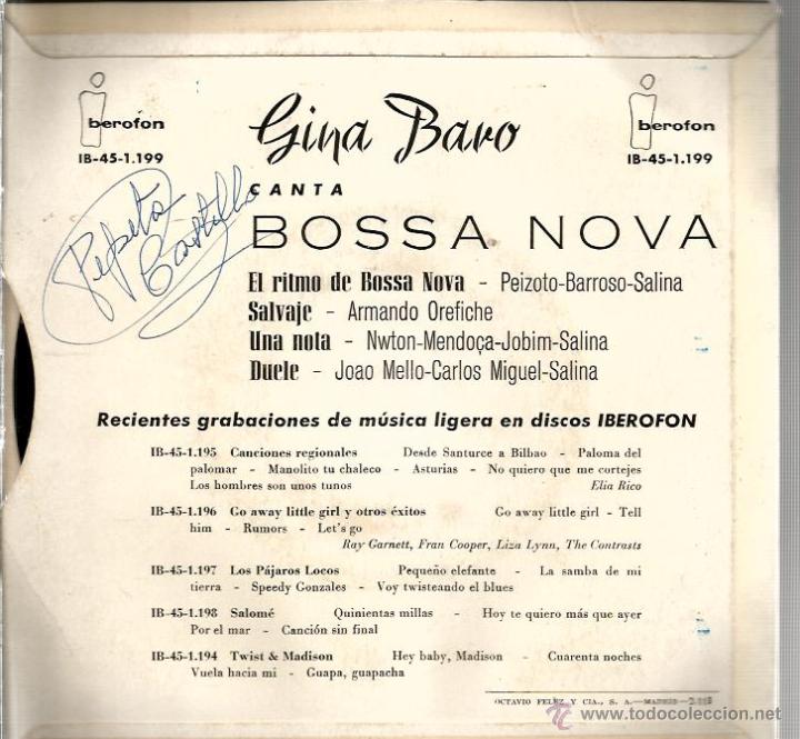 Discos de vinilo: EP GINA BARO CANTA BOSSA NOVA - Foto 2