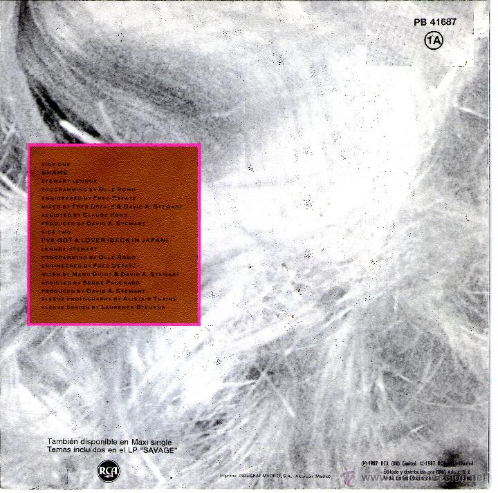 Discos de vinilo: EURYTHMICS  SHAME - Foto 2