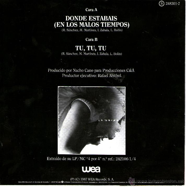 Discos de vinilo: LA UNION - DONDE ESTABAIS - Foto 2