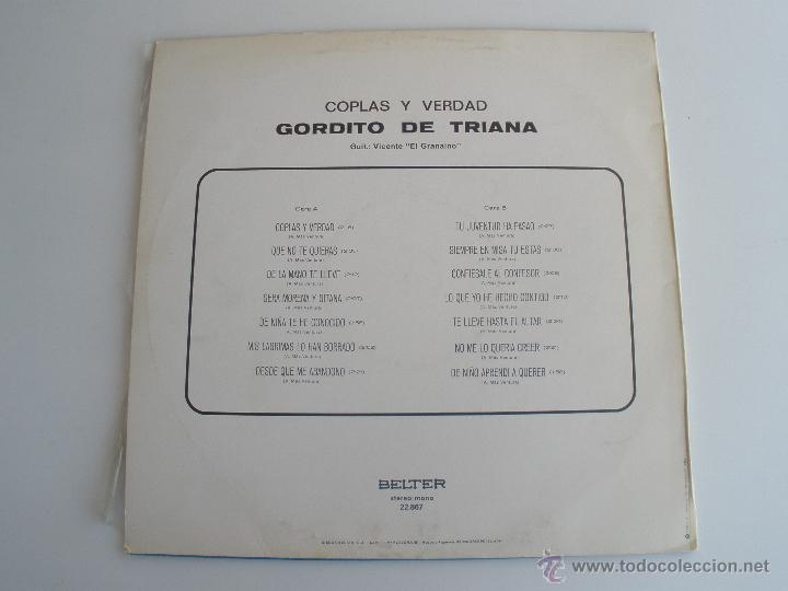 Discos de vinilo: GORDITO DE TRIANA // COPLAS Y VERDAD - Foto 2