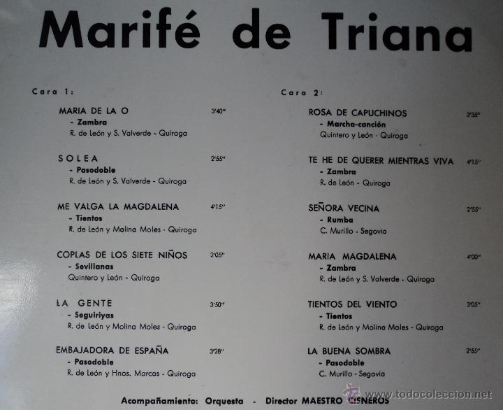 Discos de vinilo: Marife de Triana Edicion de 1967 de Espa&ntilde;a - Foto 3