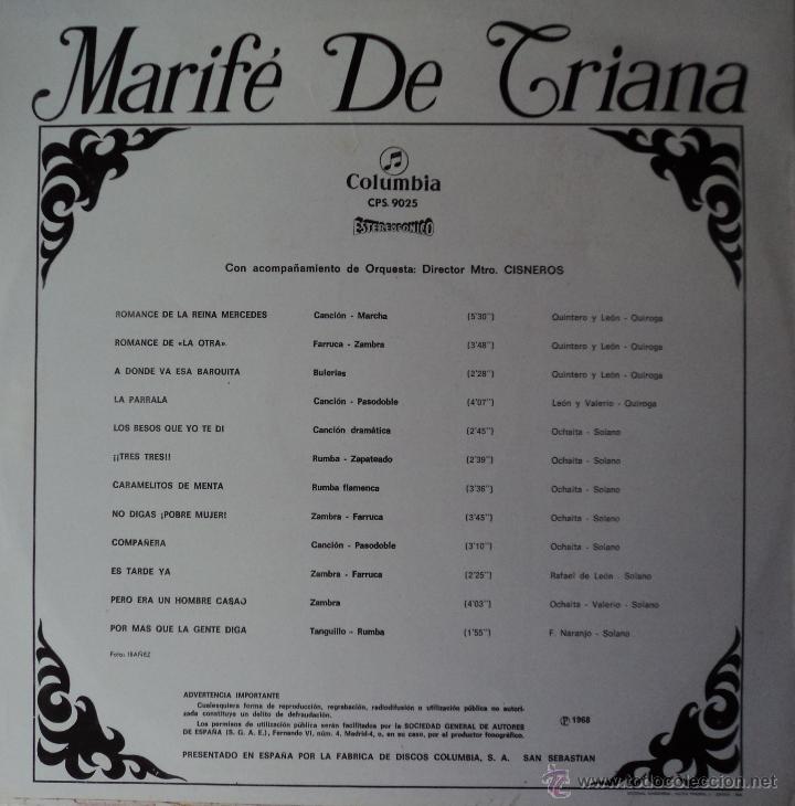 Discos de vinilo: Marife de Triana Edicion de 1967 de Espa&ntilde;a - Foto 2