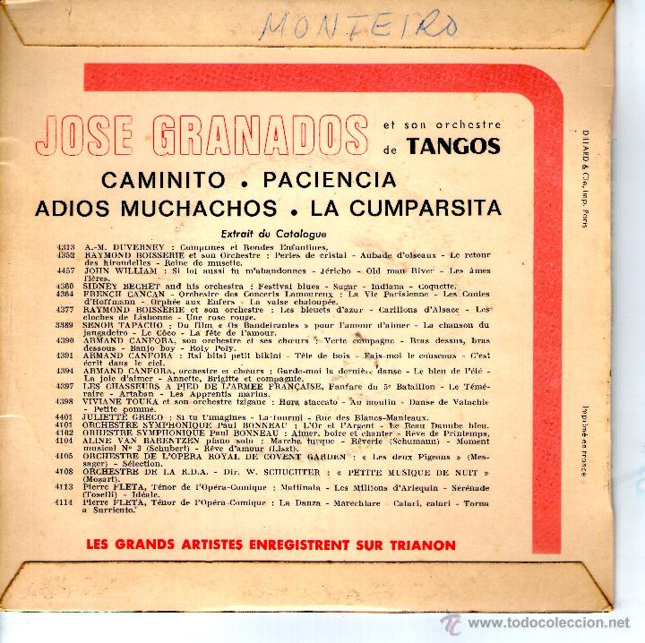 Discos de vinilo: JOS&Eacute; GRANADOS: CAMINITO - Foto 2