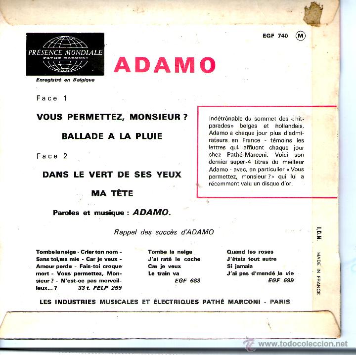 Discos de vinilo: ADAMO VOUS PERMETTEZ - Foto 2