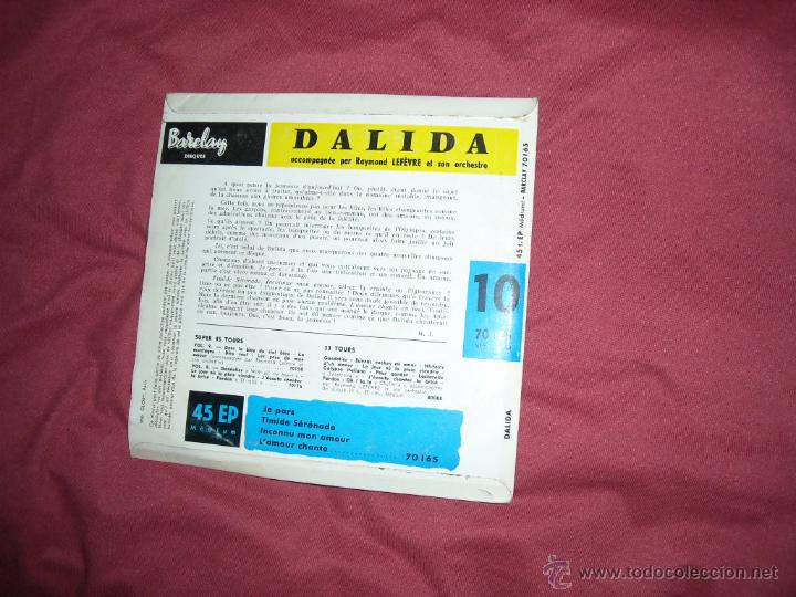 Discos de vinilo: DALIDA EP JE PARS-ALONE- BARCLEY FRANCE - Foto 2 - 43598147