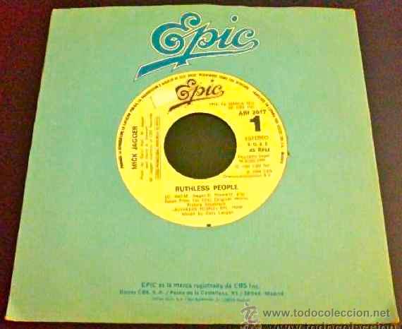 Discos de vinilo: MIKC JAGGER, RUTHLESS PEOPLE - SINGLE PROMOCIONAL UNA SOLA CARA