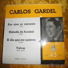 Discos de vinilo: CARLOS GARDEL. SUS OJOS SE CERRARON + 3. EP. ODEON
