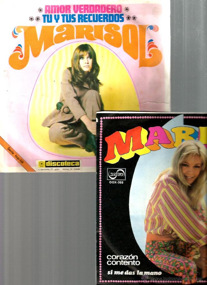 Discos de vinilo: 2 SINGLES DE MARISOL : CORAZON CONTENTO + AMOR VERDADERO - Foto 1