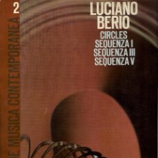 Discos de vinilo: LUCIANO BERIO : CIRCLES / SEQUENZA I, III, V (ALFONS Y ALOYS KONTARSKY: PIANOS. LP, 1970). Lote 43684062