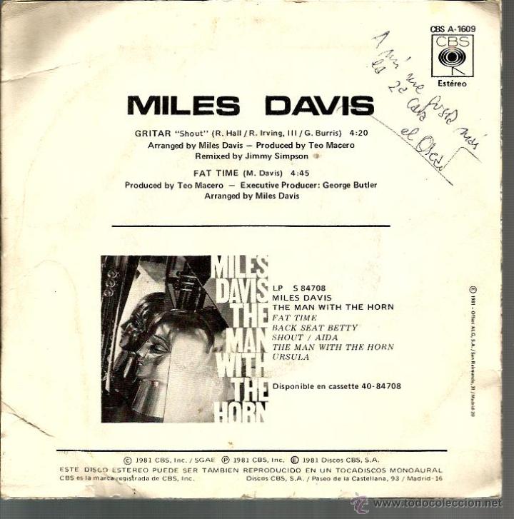 Discos de vinilo: SG MILES DAVIS  : GRITAR ( SHOUT ) + FAT TIME - Foto 2