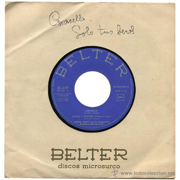Discos de vinilo: WERA NEPY + ORQ. PIUBENI-MAZZOCCHI - CESARELLA - EP SPAIN 1959 - BELTER 50.259