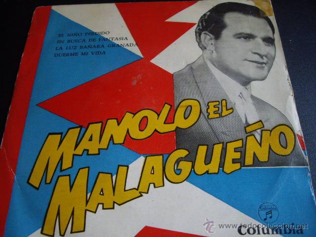 Disques de vinyle: EP MANOLO EL MALAGUE&Ntilde;O-EL NI&Ntilde;O PERDIDO-ORIGINAL A&Ntilde;OS 50