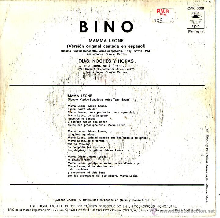 Discos de vinilo: BINO MAMMA LEONE - Foto 2