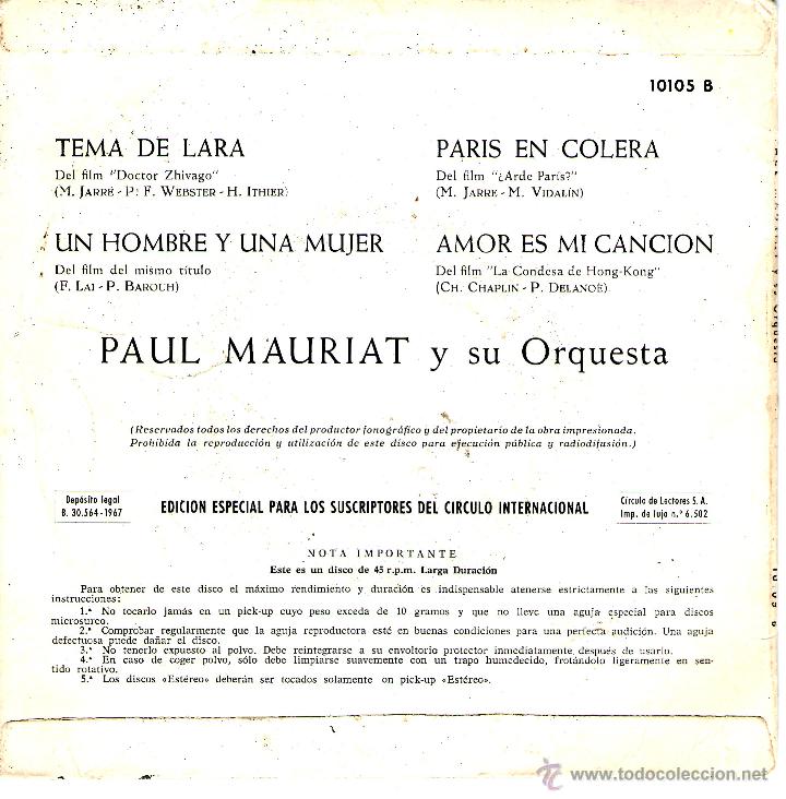 Discos de vinilo: DOCTOR ZHIVAGO. TEMA DE LARA - Foto 2