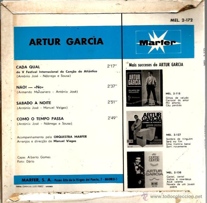 Discos de vinilo: EP ARTUR GARCIA : CADA QUAL + 3 - Foto 2