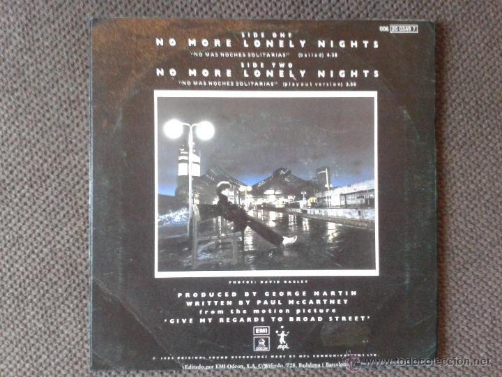 Discos de vinilo: PAUL MCCARTNEY SINGLE NO MORE LONELY NIGHTS - Foto 2