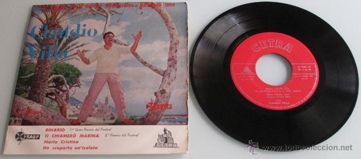 Disques de vinyle: CLAUDIO VILLA - BINARIO - 1&ordm; FESTIVAL CANCION MEDITERRANEA BARCELONA 1969 - EP