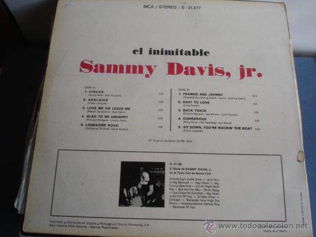 Discos de vinilo: SAMMY DAVIS JR. EL INIMITABLE SAMMY DAVIS JR. - Foto 2
