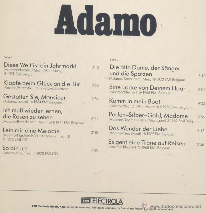 Discos de vinilo: ADAMO- EN ALEMAN - Foto 2