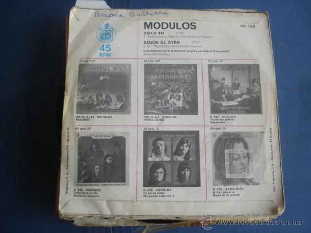Discos de vinilo: MODULOS  SOLO TU / ADIOS AL AYER - Foto 2