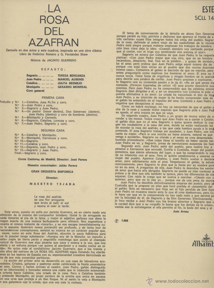 Discos de vinilo: LA ROSA DEL AZAFRAN - Foto 2