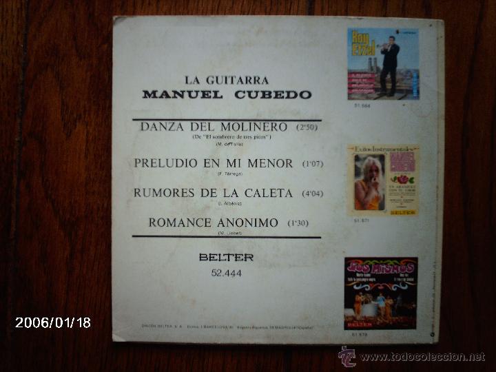 Discos de vinilo: manuel cubedo  - la guitarra  -   danza del molinero  +  3 - Foto 2