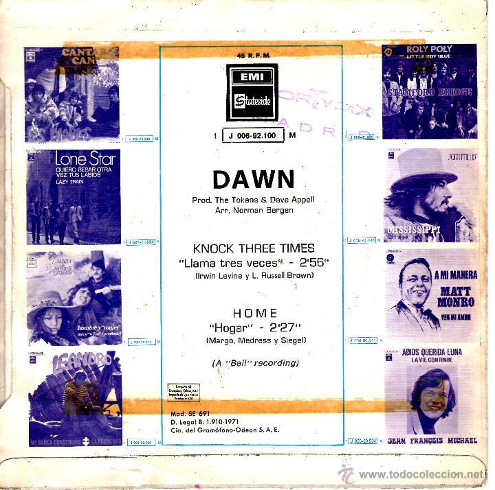 Discos de vinilo: DAWN KNOCK THREE TIMES - Foto 2