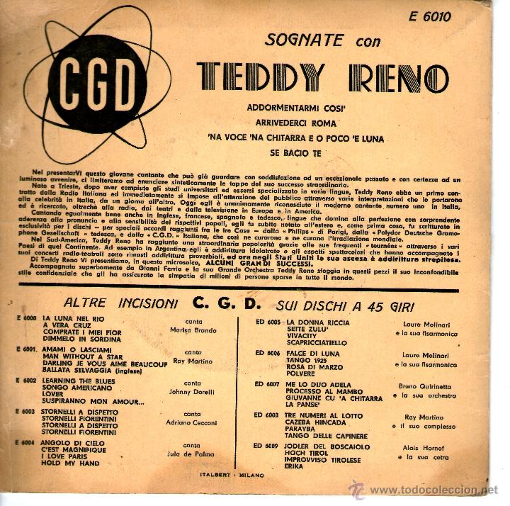 Discos de vinilo: SOGNATE CON TEDDY RENO - Foto 2