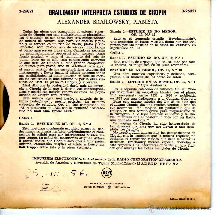 Discos de vinilo: Brailowsky. Plays chopin etudes - Foto 2