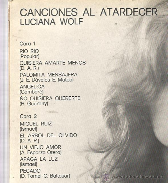Discos de vinilo: LP LUCIANA WOLF: CANCIONES A ATARDECER - Foto 2