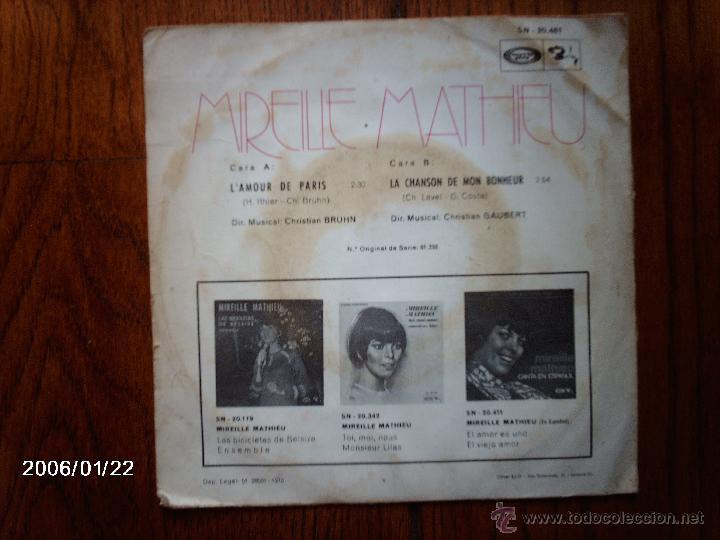 Discos de vinilo: mireille mathieu - l&acute;amour de paris + la chanson de mon bonheur - Foto 2