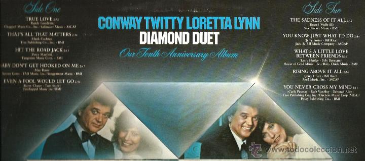 Discos de vinilo: LP CONWAY TWITTY & LORETA LYNN : DIAMOND DUET - Foto 2