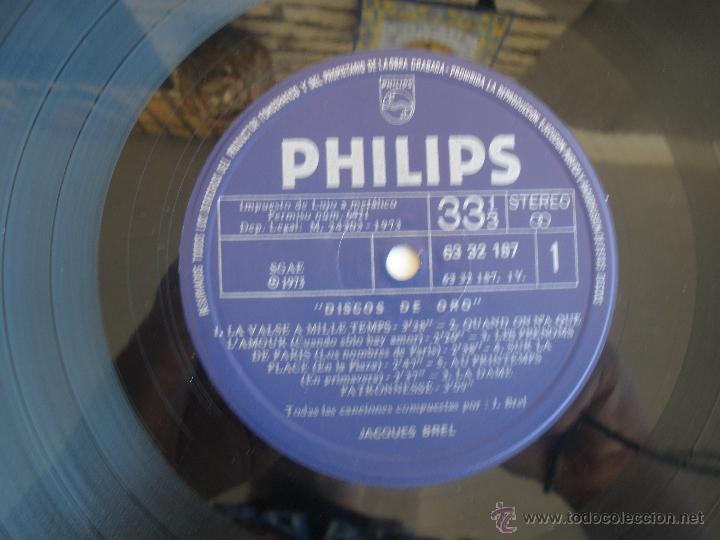 Discos de vinilo: JAQUES BREL - DISCO DE ORO - Foto 2