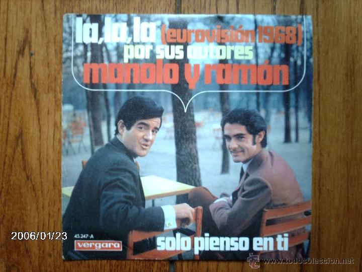 Discos de vinilo: manolo y ramon  -  la, la, la  +  solo pienso en ti - Foto 1