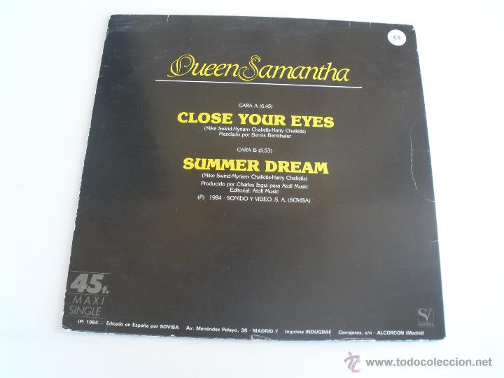 Discos de vinilo: QUEEN SAMANTHA-CLOSE YOUR EYES - Foto 2