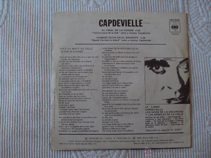 Discos de vinilo: JEAN PATRICK CAPDEVIELLE, AL FINAL DE LA CIUDAD (CBS 1979) SINGLE ESPA&Ntilde;A - PEDIDO MINIMO 7&euro; - Foto 2