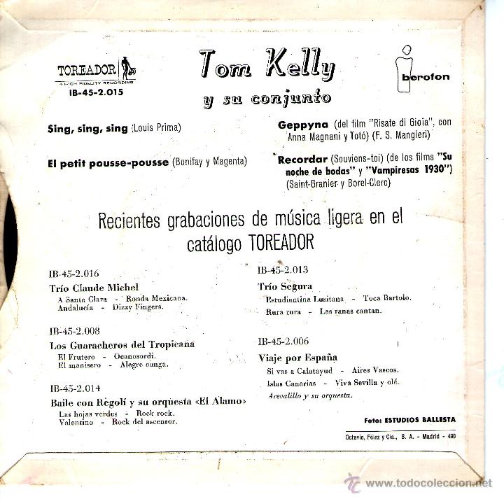 Discos de vinilo: TOM KELLY Y SU CONJUNTO - Foto 2