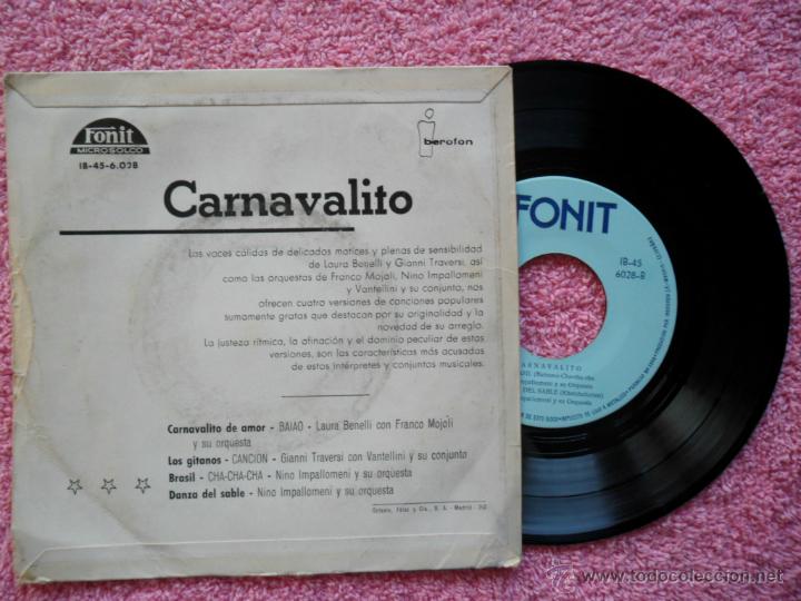 Discos de vinilo: carnavalito Carnavalito de Amor laura benelli 1960 iberofon ib-45 6028 disco vinilo - Foto 2 - 44562685