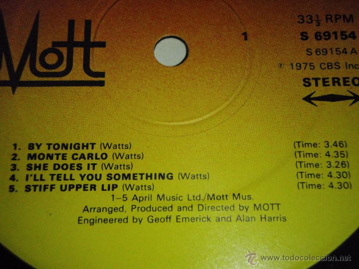 Discos de vinilo: Mott &lrm;&ndash; Drive On UK 1975 CBS - Foto 5