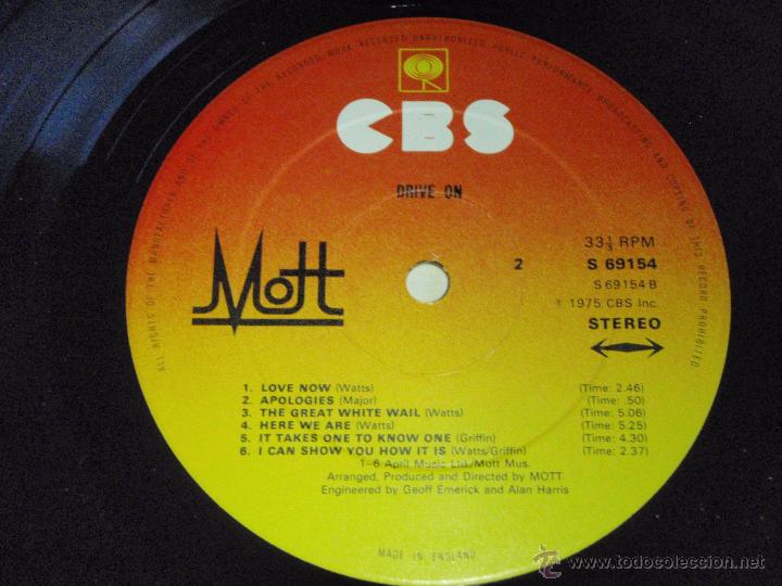 Discos de vinilo: Mott &lrm;&ndash; Drive On UK 1975 CBS - Foto 7