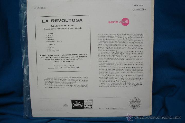 Discos de vinilo: - LA REVOLTOSA - RUPERTO CHAP&Iacute; - EMI REGAL 1968 - Foto 2