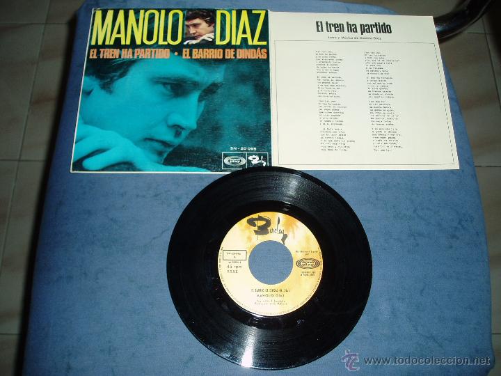 Discos de vinilo: MANOLO DIAZ SINGLE EL BARRIO DE DIND&Aacute;S FOLK PROTESTA SPAIN - Foto 1